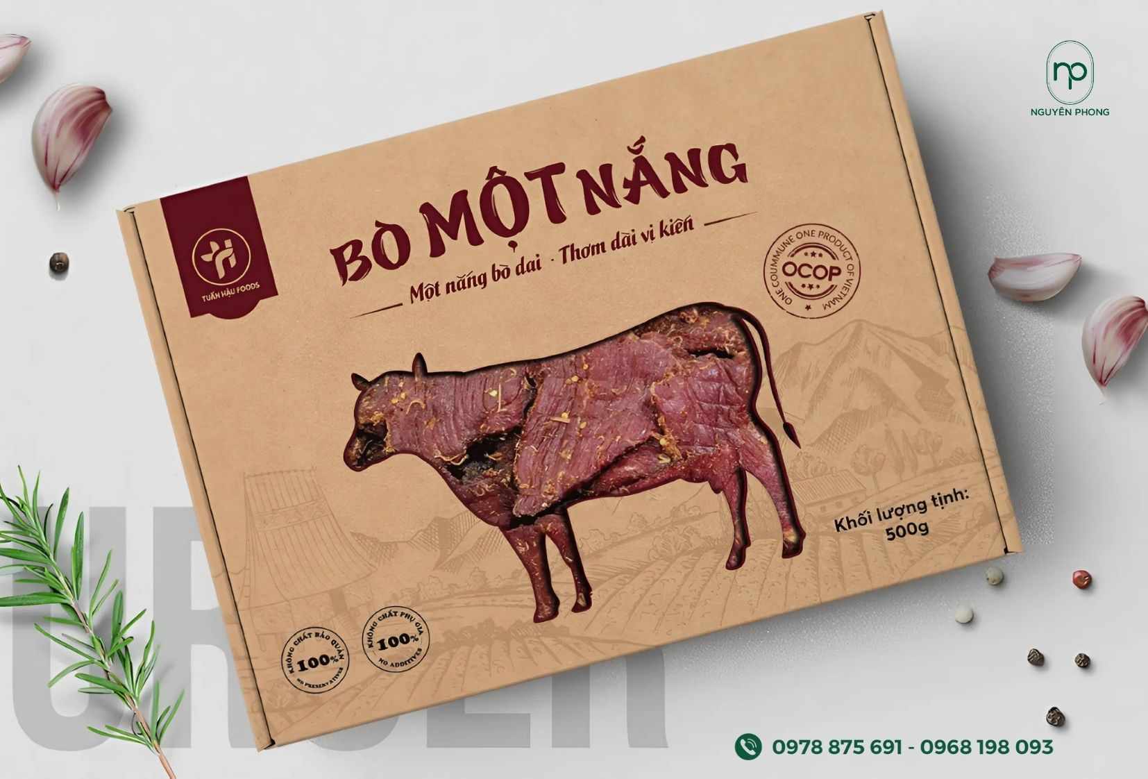 In hộp đựng khô bò – Tăng nhận diện thương hiệu hiệu quả